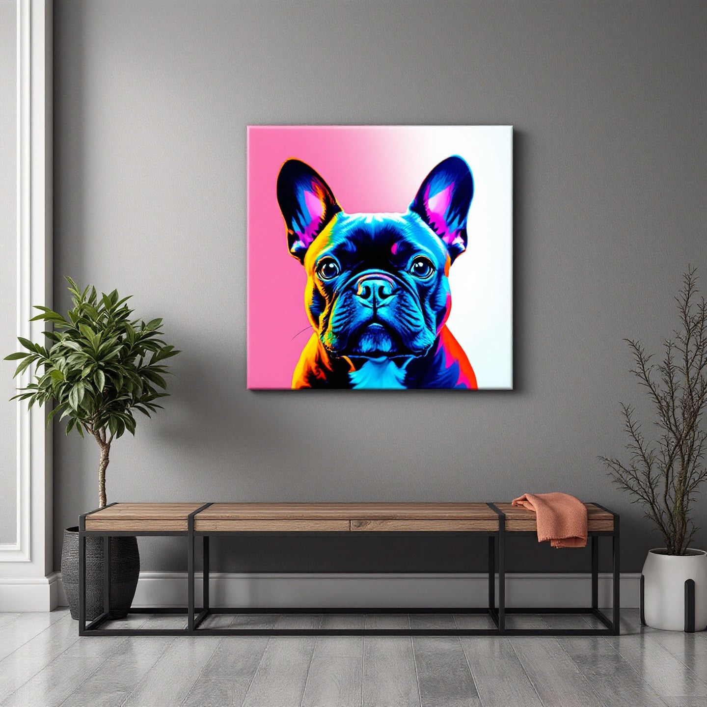 French Bulldog Pet Portrait — neon pop art — Original Digital Wall Art (HOJ-MRJREZPX-SNPP)