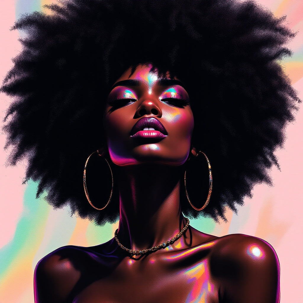Afrocentric deep symbolic Afro Muse — unique summer block party edition — Original Digital Wall Art (HOJ-MRHKBTF2-JMM7)