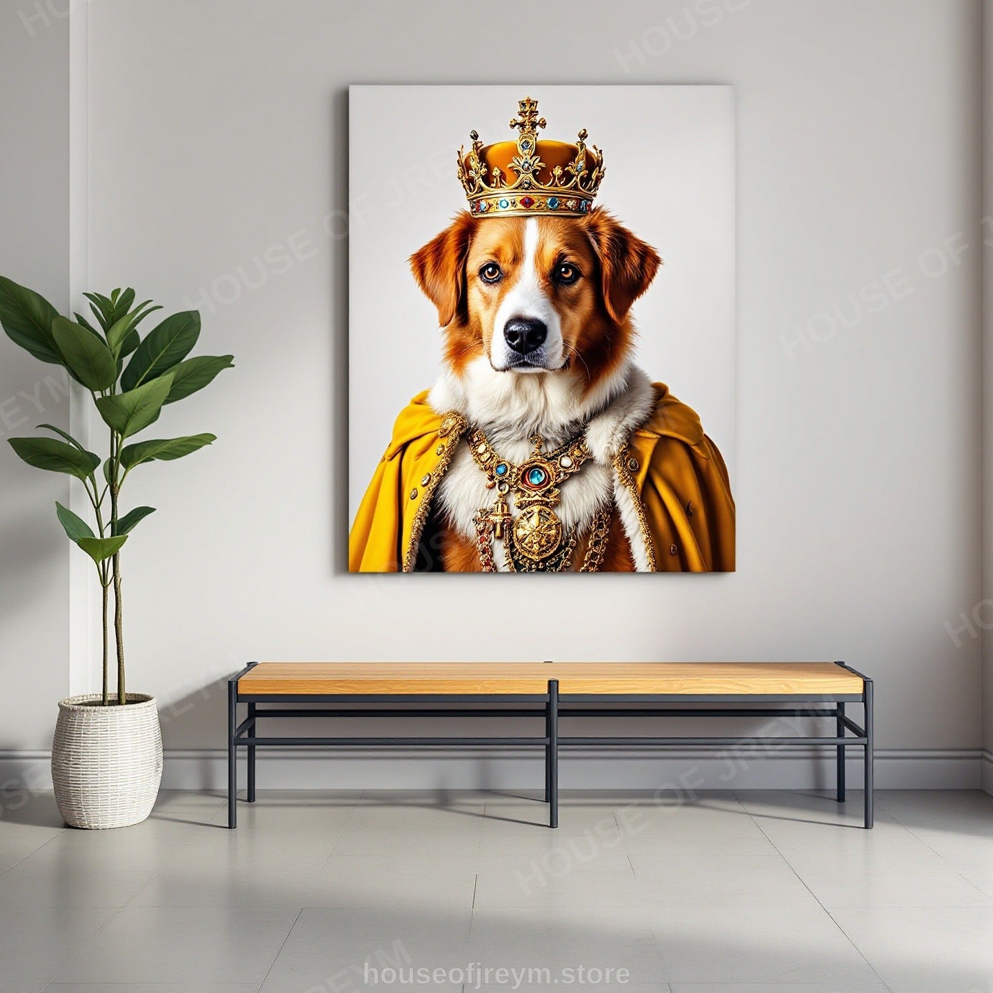 Regal Pet Portrait — crowned royal dog — Original Digital Wall Art (HOJ-MRQ0UWE3-LR23)