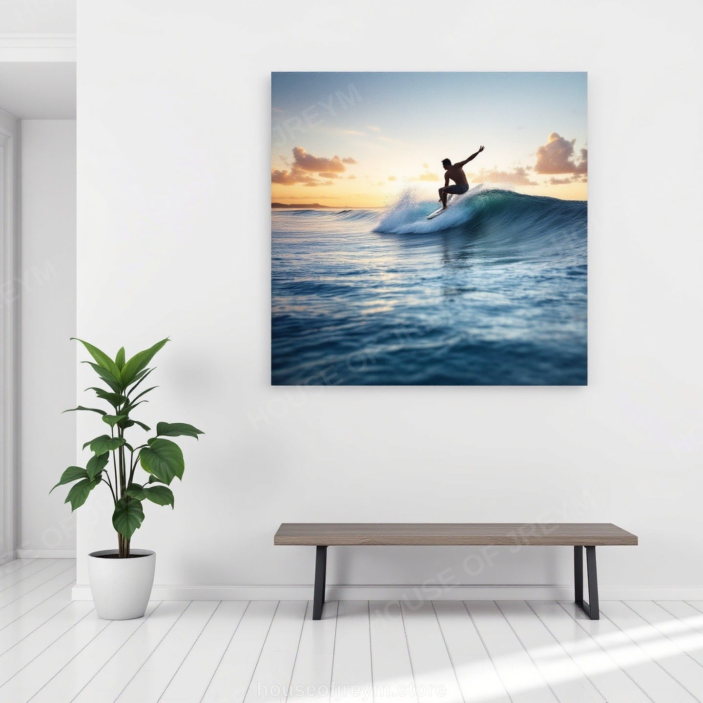 Surfer Sunset Wave Mood — Original Digital Wall Art (HOJ-MRQ0QRI7-UOZH)