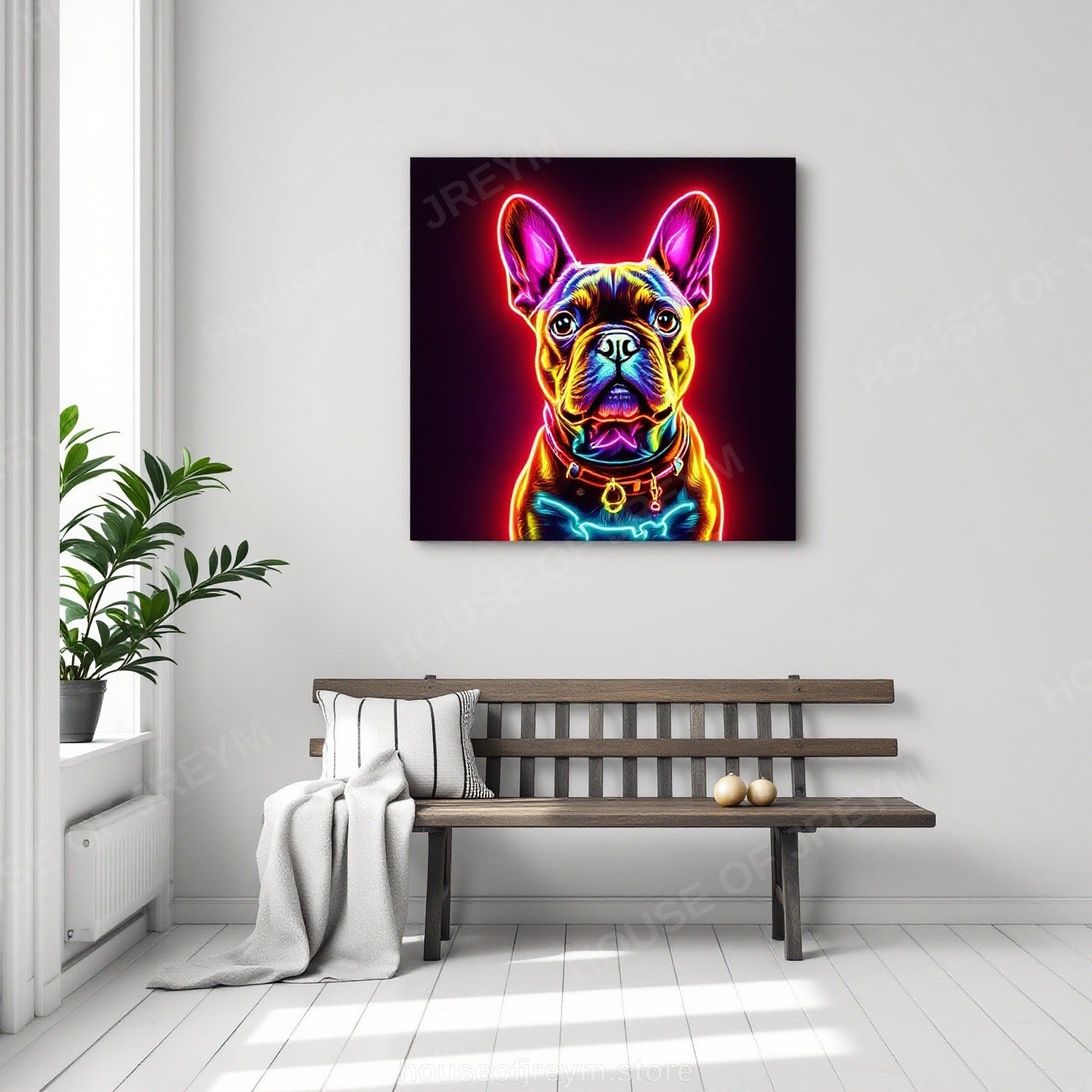 French Bulldog Pet Portrait — neon pop art — Original Digital Wall Art (HOJ-MRQIONQ5-Y3DY)