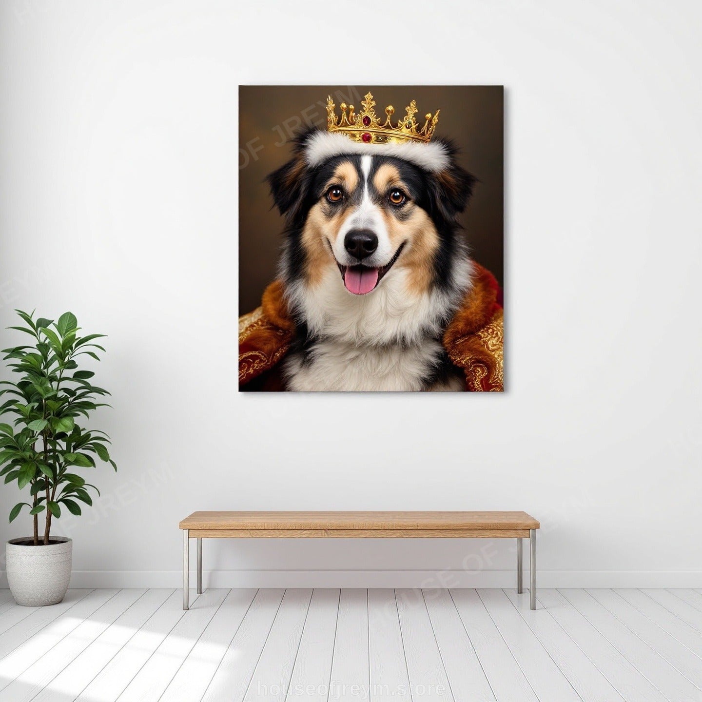 Regal Pet Portrait — crowned royal dog — Original Digital Wall Art (HOJ-MRQIUGV2-I762)
