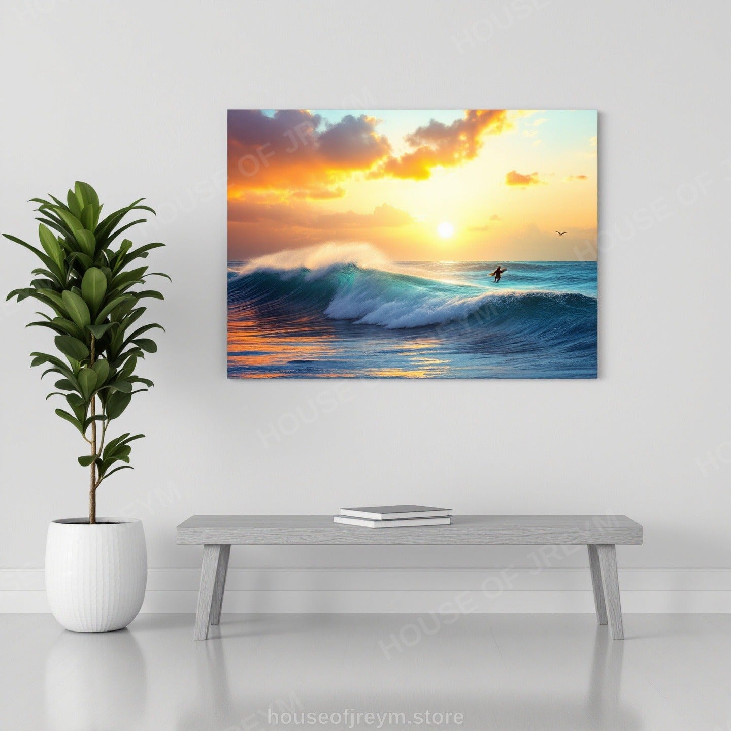Surfer Sunset Wave Mood — Original Digital Wall Art (HOJ-MRPJ8ZA7-WO9Y)