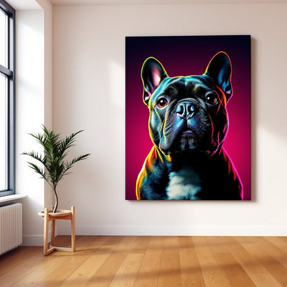 French Bulldog Pet Portrait — neon pop art — Original Digital Wall Art (HOJ-MRJREZPX-SNPP)