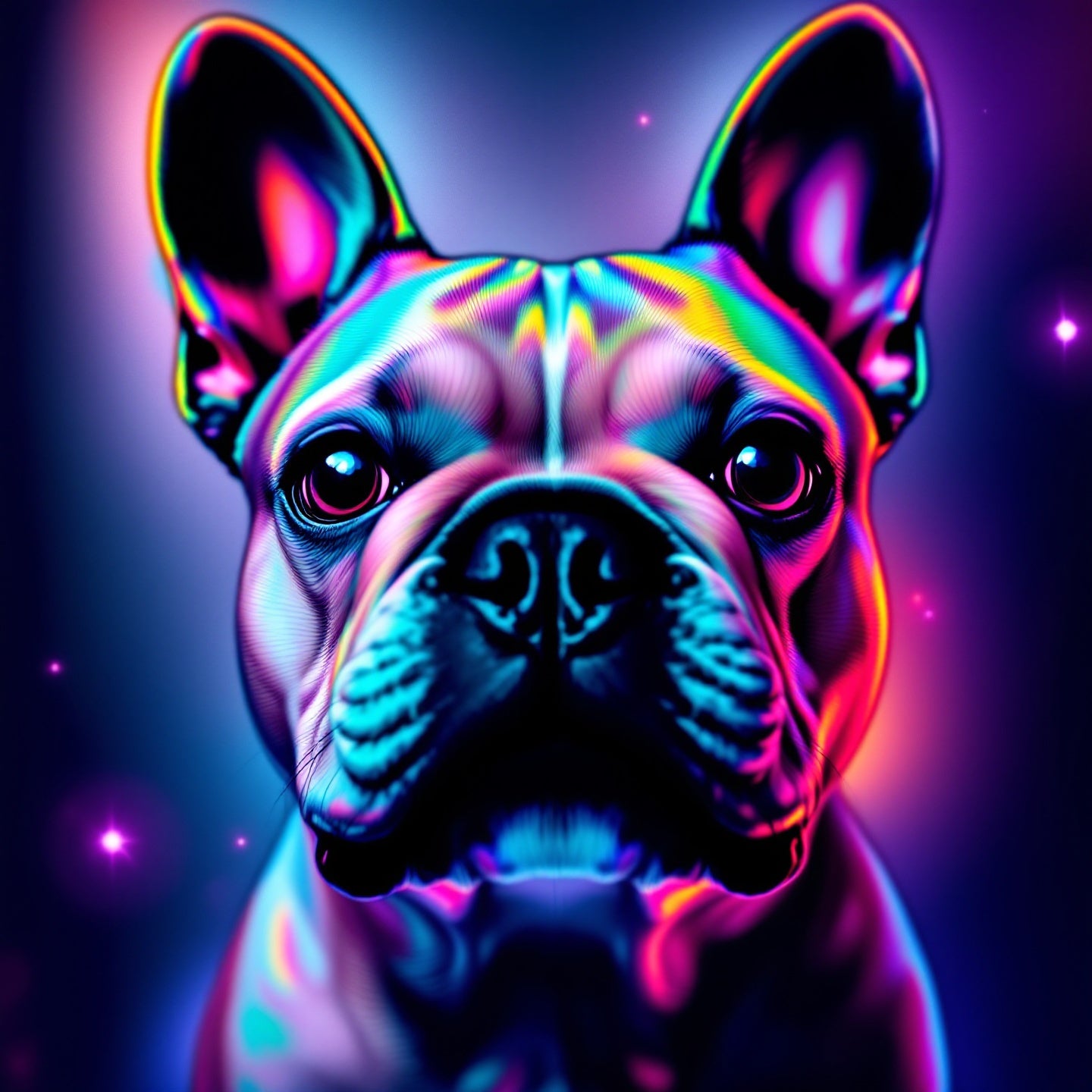 French Bulldog Pet Portrait — neon pop art — Original Digital Wall Art (HOJ-MRJREZPX-SNPP)
