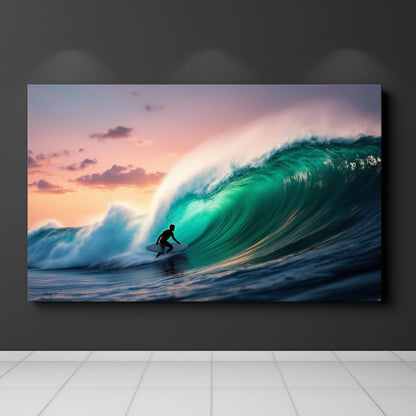 Surfer Sunset Wave Mood — Original Digital Wall Art (HOJ-MRJRGIGV-CMQF)