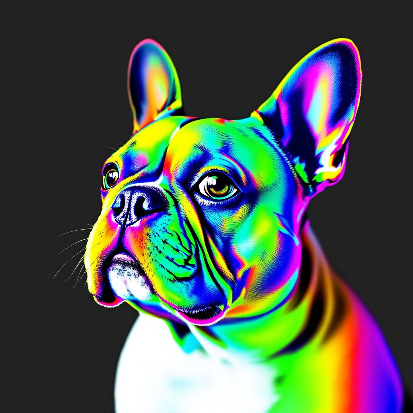 French Bulldog Pet Portrait — neon pop art — Original Digital Wall Art (HOJ-MRJNTOOT-0PP8)