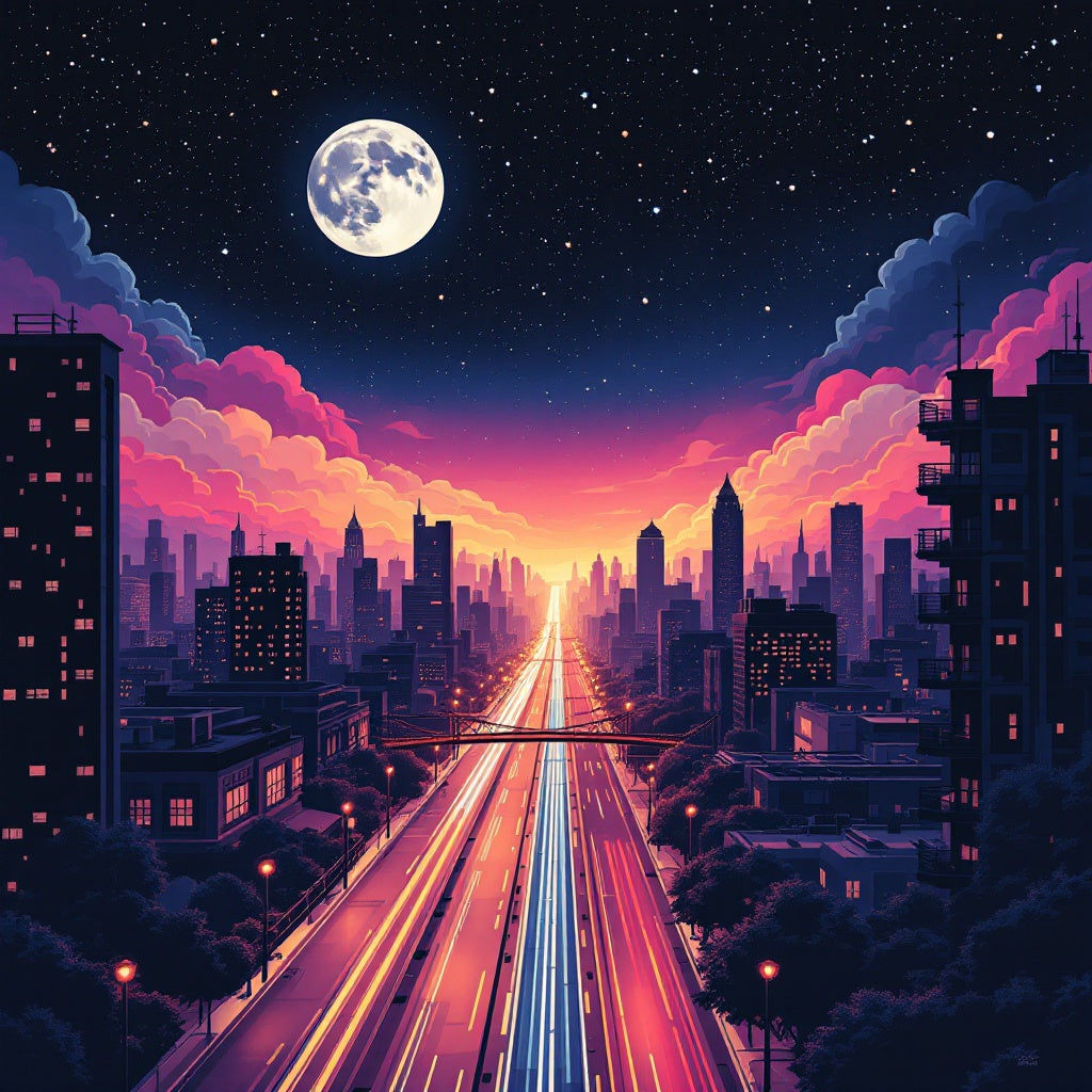 Midnight City Dreams Mood — Original Digital Wall Art (HOJ-MRIYQF0A-17MU)