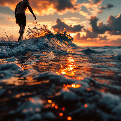 Surfer Sunset Wave Mood — Original Digital Wall Art (HOJ-MRJRGIGV-CMQF)
