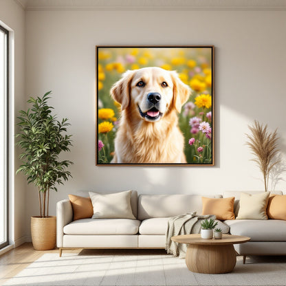 Golden Retriever Pet Portrait — sunny garden — Original Digital Wall Art (HOJ-MRIYP3AF-ZR82)