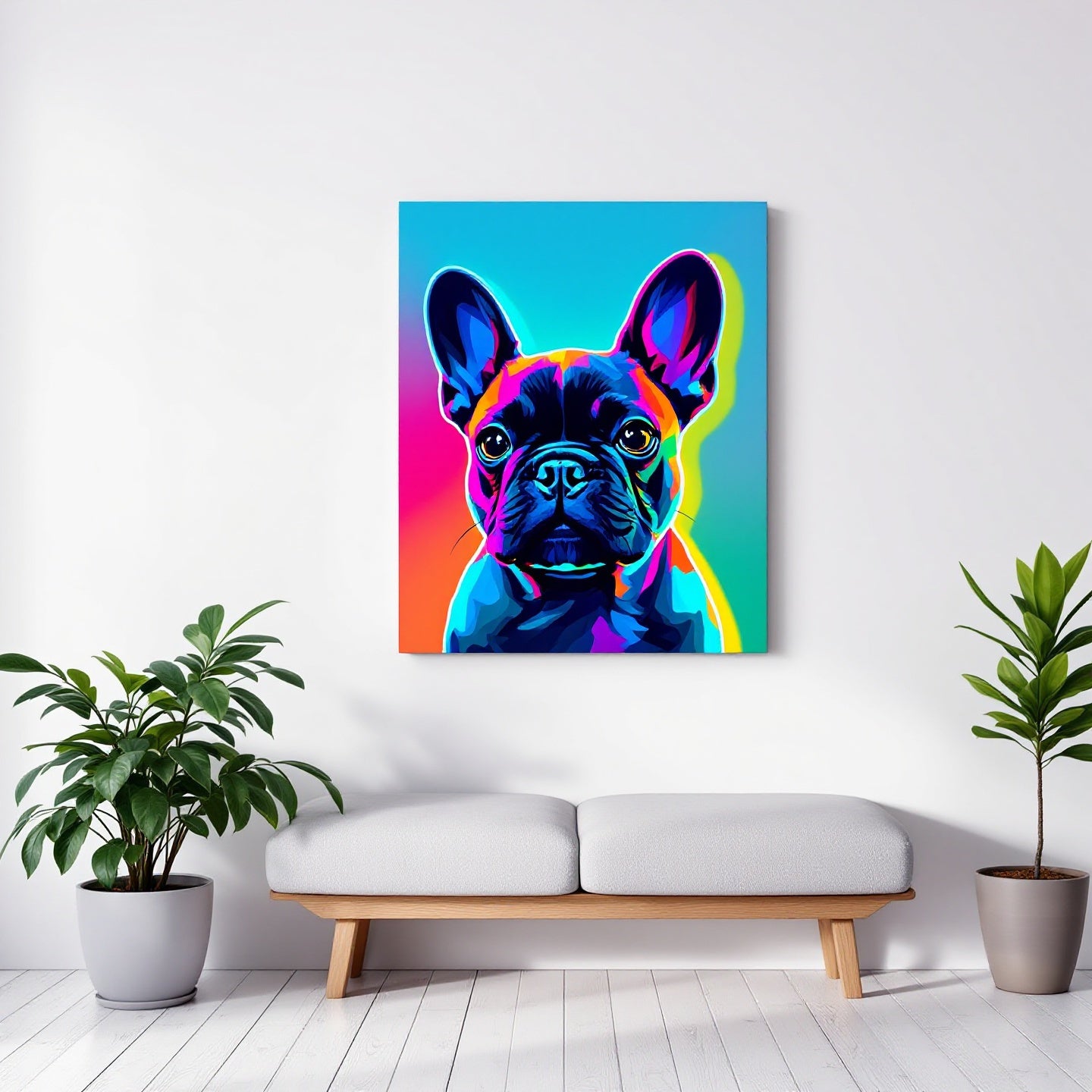 French Bulldog Pet Portrait — neon pop art — Original Digital Wall Art (HOJ-MRJNTOOT-0PP8)