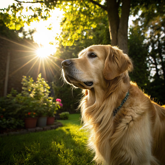 Golden Retriever Pet Portrait — sunny garden — Original Digital Wall Art (HOJ-MRIYP3AF-ZR82)