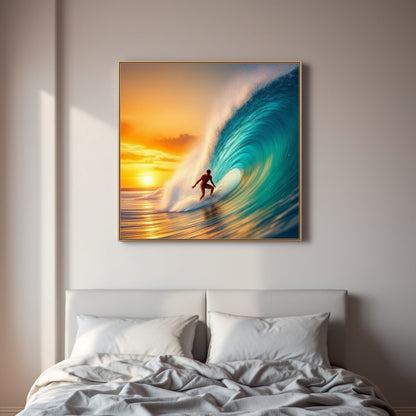 Surfer Sunset Wave Mood — Original Digital Wall Art (HOJ-MRJRGIGV-CMQF)