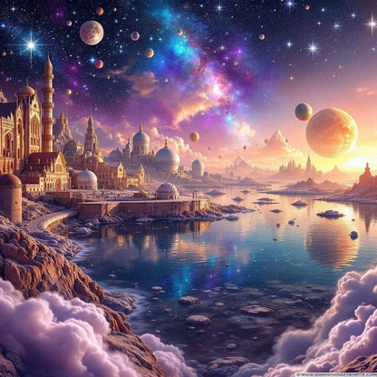 Cosmic Space Dreamscape — Original Digital Wall Art (HOJ-MRJRCSDK-60A9)