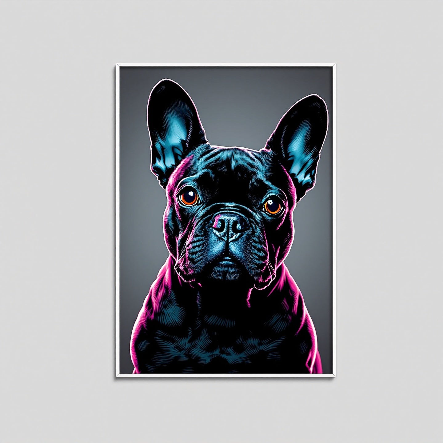French Bulldog Pet Portrait — neon pop art — Original Digital Wall Art (HOJ-MRJNTOOT-0PP8)