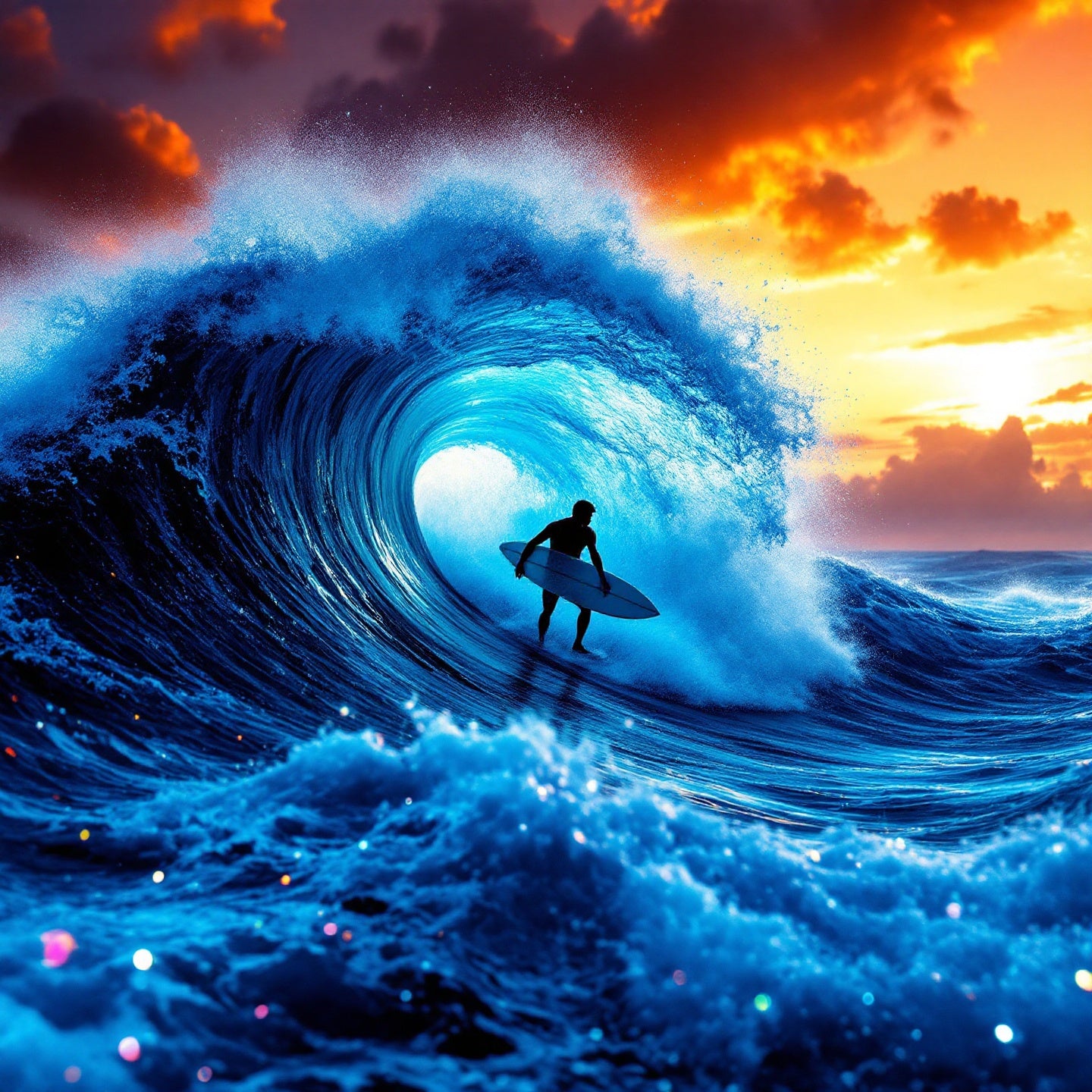 Surfer Sunset Wave Mood — Original Digital Wall Art (HOJ-MRJRGIGV-CMQF)