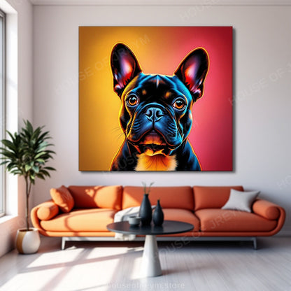 French Bulldog Pet Portrait — neon pop art — Original Digital Wall Art (HOJ-MRQIONQ5-Y3DY)