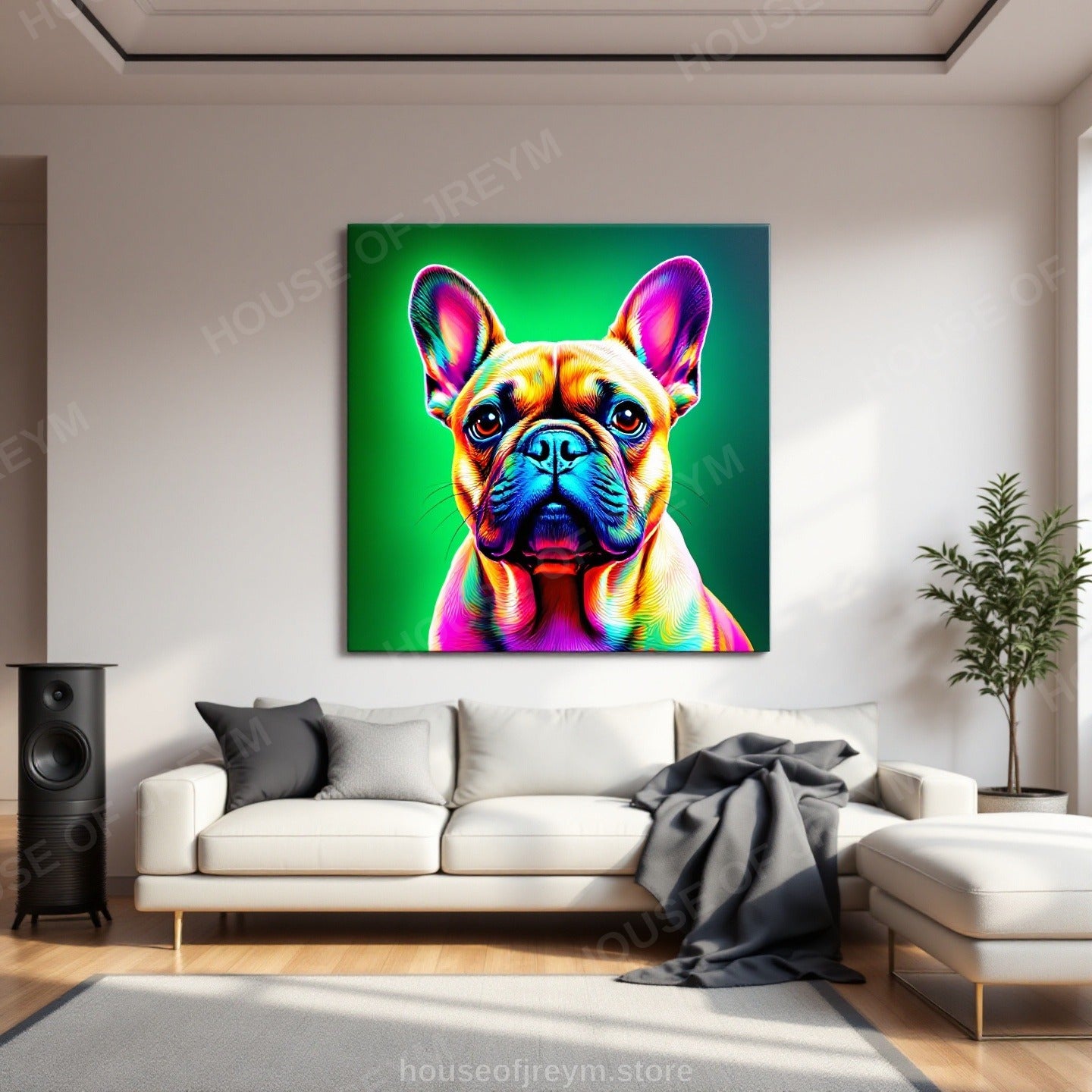 French Bulldog Pet Portrait — neon pop art — Original Digital Wall Art (HOJ-MRQ0OYAA-32LG)