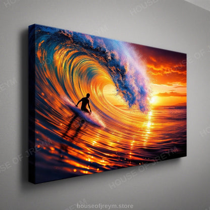 Surfer Sunset Wave Mood — Original Digital Wall Art (HOJ-MRPJ8ZA7-WO9Y)
