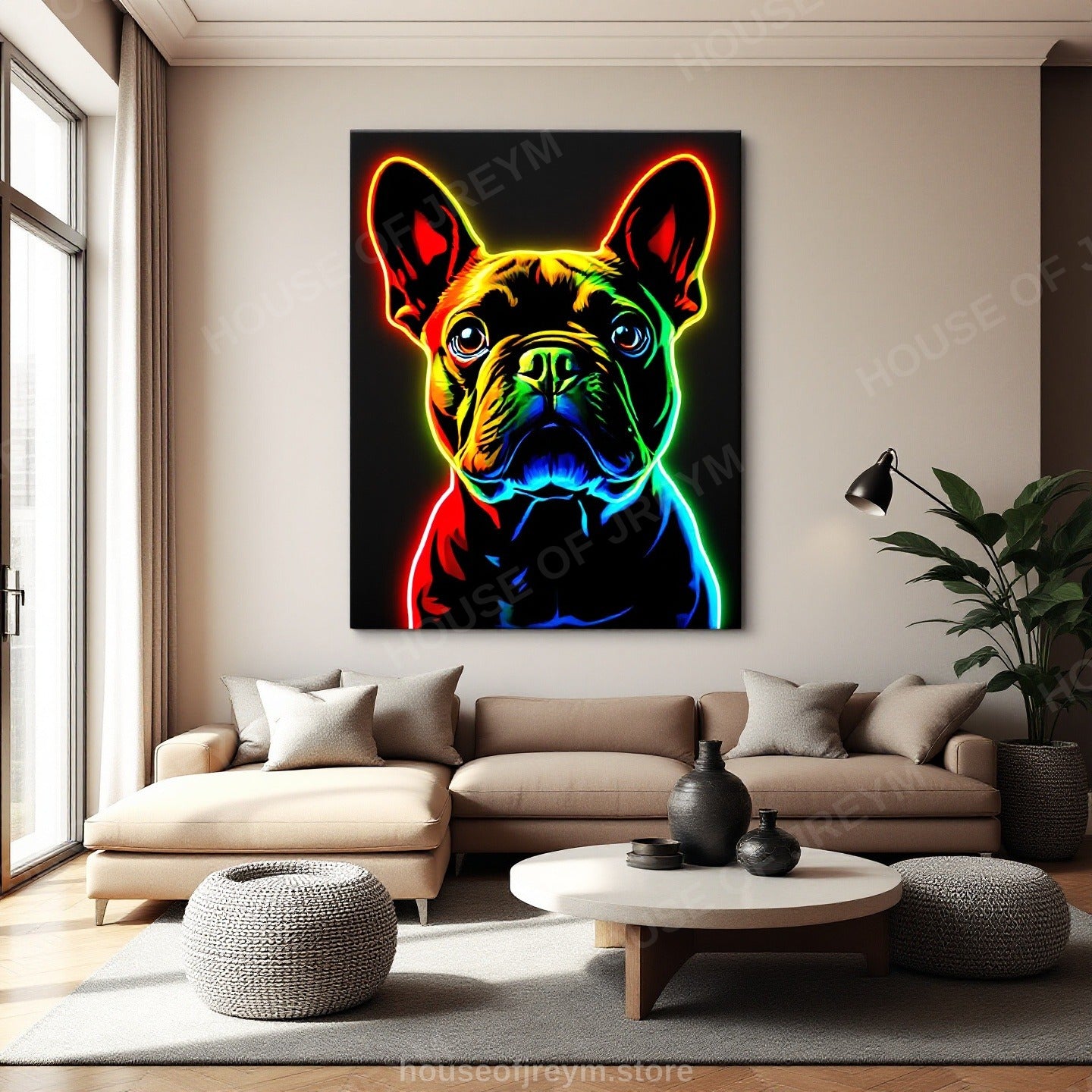 French Bulldog Pet Portrait — neon pop art — Original Digital Wall Art (HOJ-MRRG4FQ2-X97T)