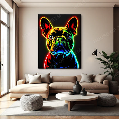 French Bulldog Pet Portrait — neon pop art — Original Digital Wall Art (HOJ-MRRG4FQ2-X97T)