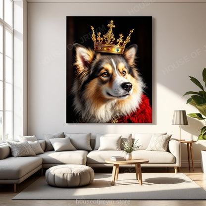 Regal Pet Portrait — crowned royal dog — Original Digital Wall Art (HOJ-MRP5QI79-DFK7)