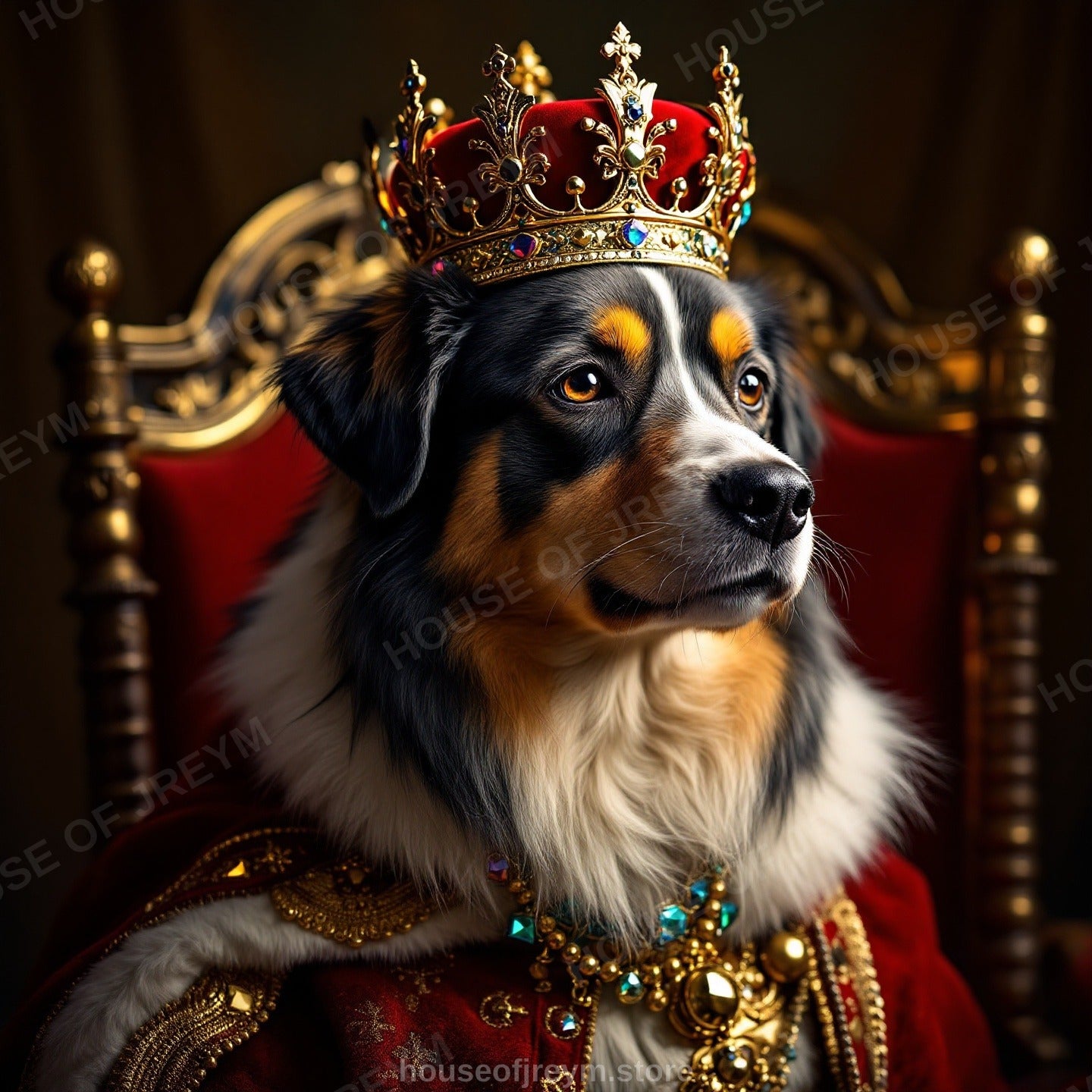 Regal Pet Portrait — crowned royal dog — Original Digital Wall Art (HOJ-MRP7SBCP-J6S4)