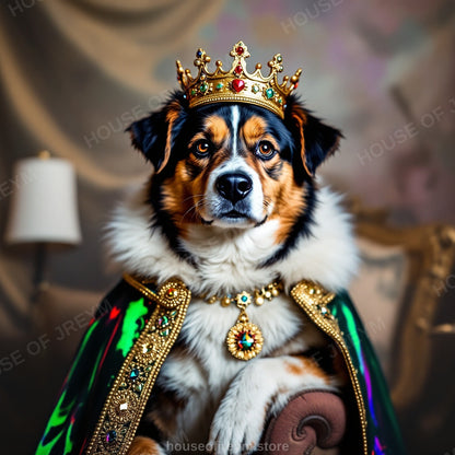 Regal Pet Portrait — crowned royal dog — Original Digital Wall Art (HOJ-MRPJCR6C-GGQB)