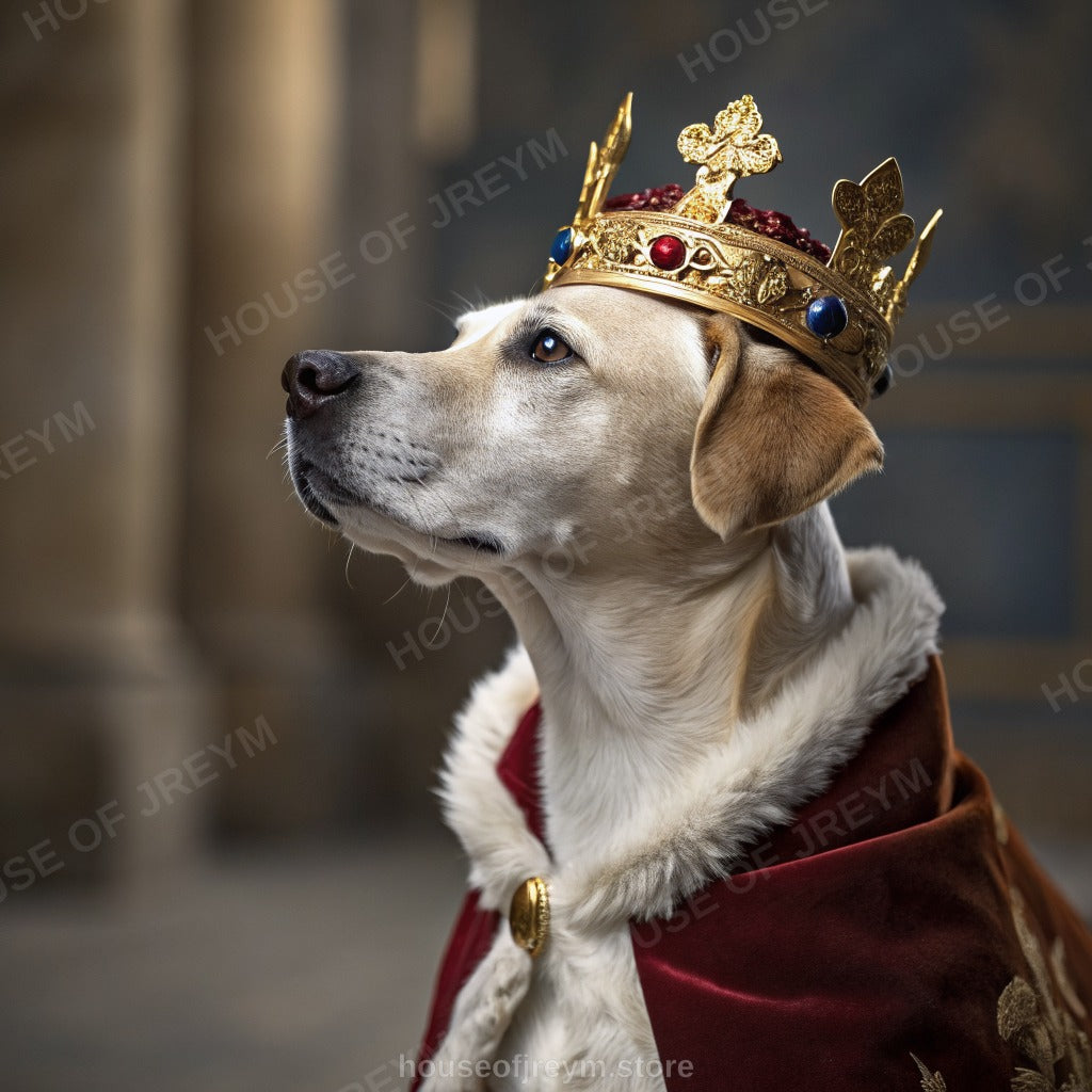 Regal Pet Portrait — crowned royal dog — Original Digital Wall Art (HOJ-MRQ3WBVB-5YTS)
