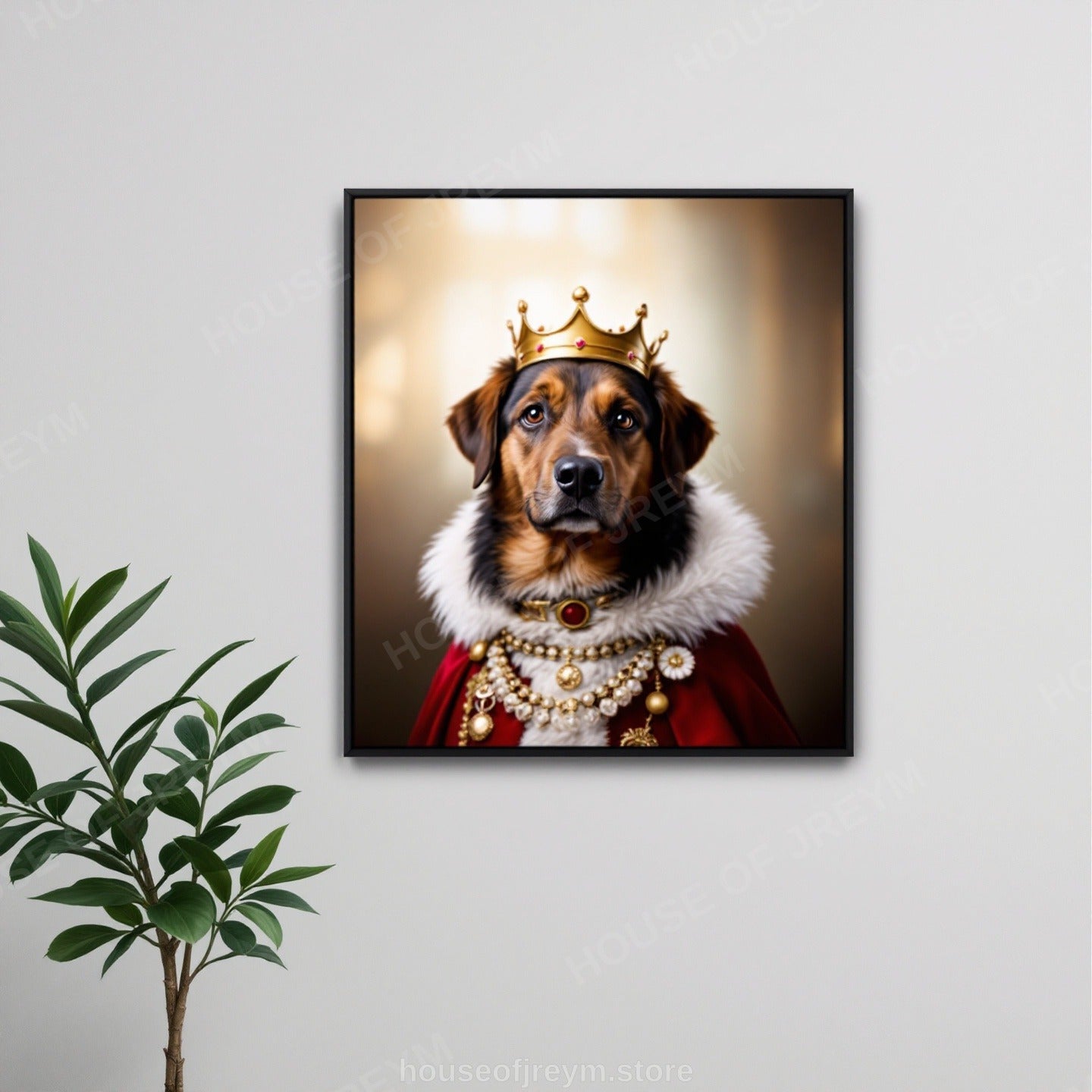 Regal Pet Portrait — crowned royal dog — Original Digital Wall Art (HOJ-MRP7SBCP-J6S4)