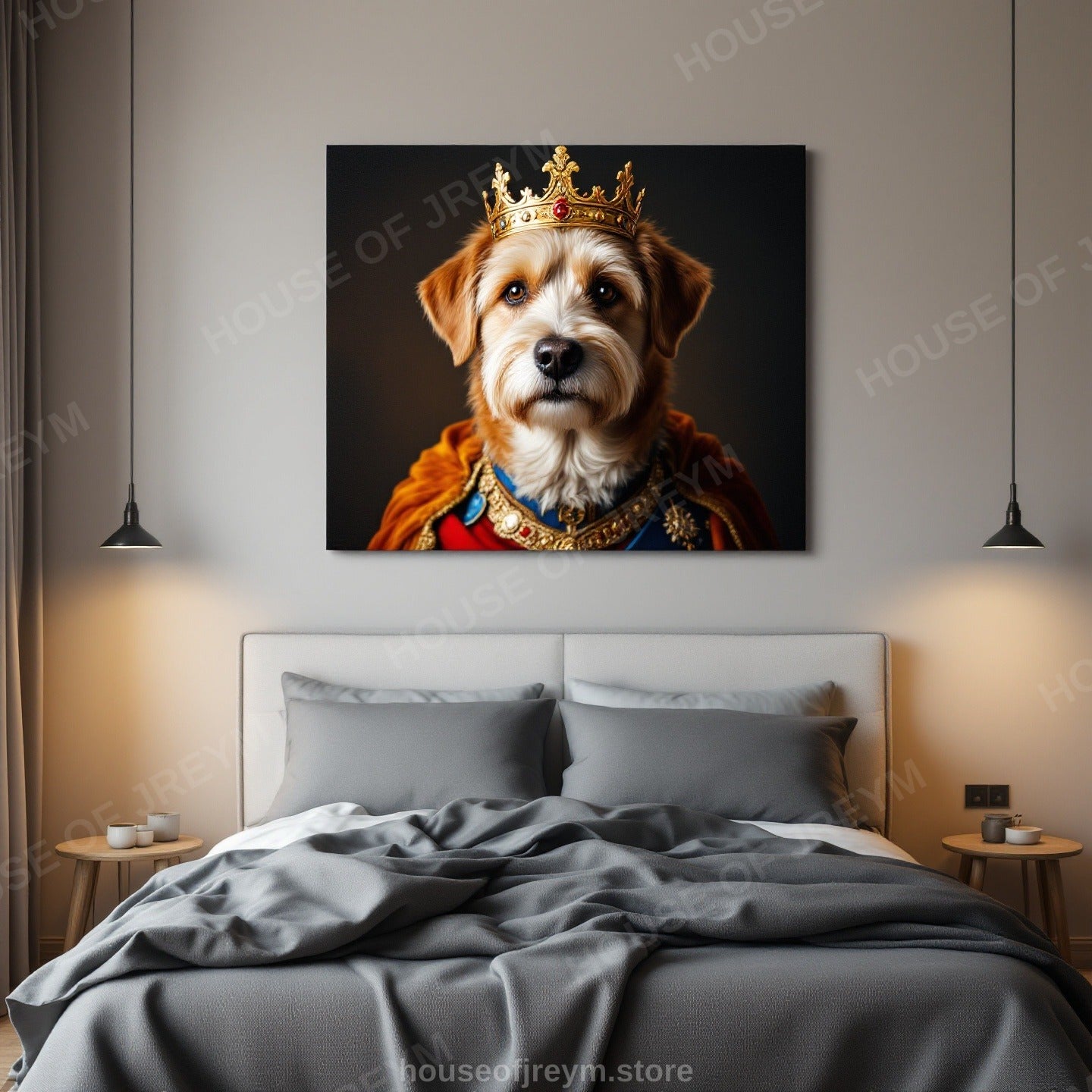 Regal Pet Portrait — crowned royal dog — Original Digital Wall Art (HOJ-MRR5FLQ8-PG14)