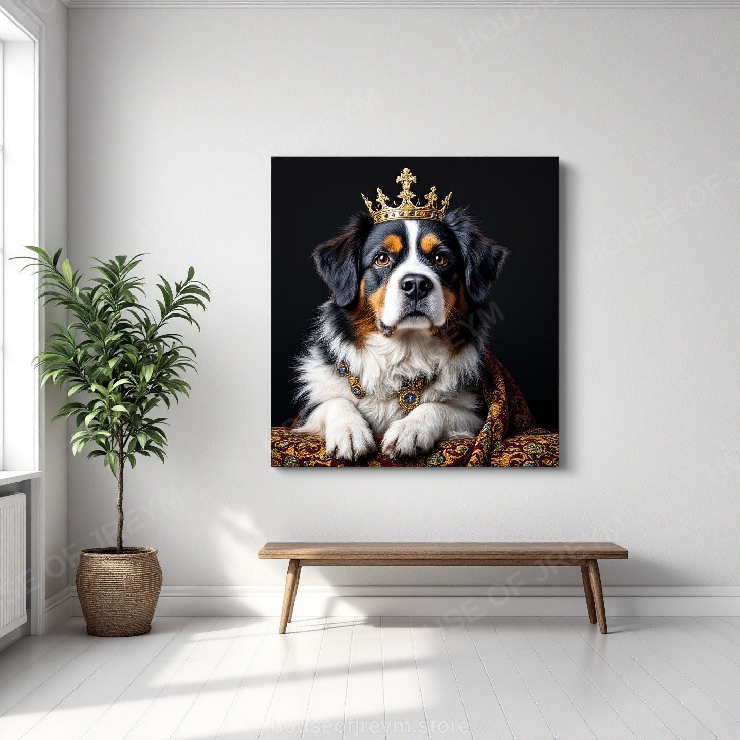 Regal Pet Portrait — crowned royal dog — Original Digital Wall Art (HOJ-MRQ3WBVB-5YTS)