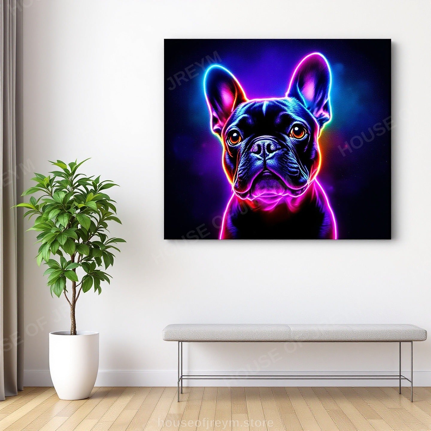 French Bulldog Pet Portrait — neon pop art — Original Digital Wall Art (HOJ-MRPR15KP-F2KZ)