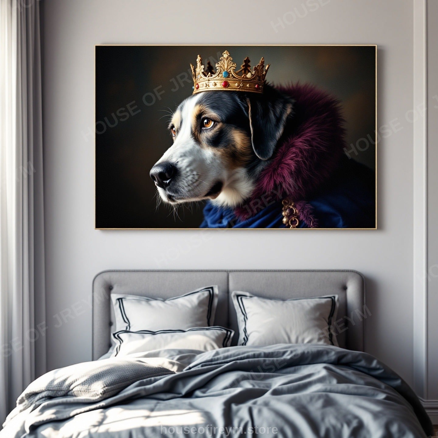 Regal Pet Portrait — crowned royal dog — Original Digital Wall Art (HOJ-MRP7SBCP-J6S4)
