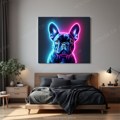 French Bulldog Pet Portrait — neon pop art — Original Digital Wall Art (HOJ-MRPJ77PW-4Z7N)