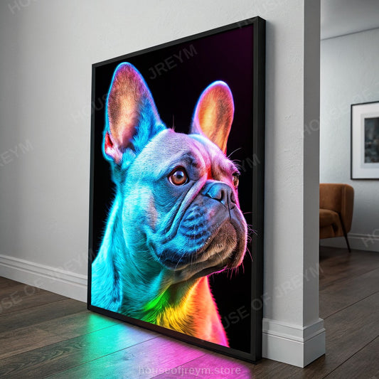French Bulldog Pet Portrait — neon pop art — Original Digital Wall Art (HOJ-MRRG4FQ2-X97T)