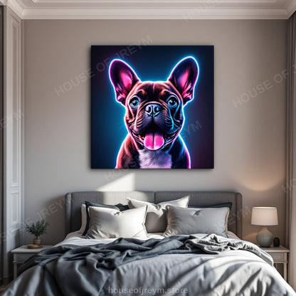 French Bulldog Pet Portrait — neon pop art — Original Digital Wall Art (HOJ-MRQIONQ5-Y3DY)