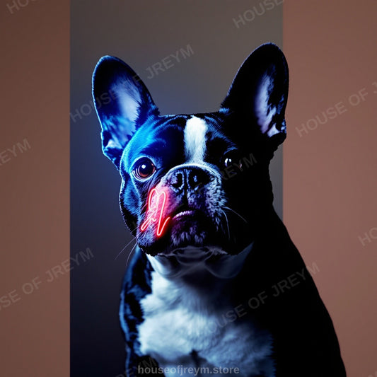 French Bulldog Pet Portrait — neon pop art — Original Digital Wall Art (HOJ-MRQ0OYAA-32LG)