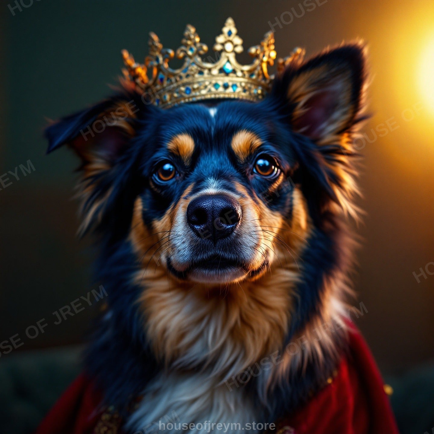 Regal Pet Portrait — crowned royal dog — Original Digital Wall Art (HOJ-MRP5QI79-DFK7)