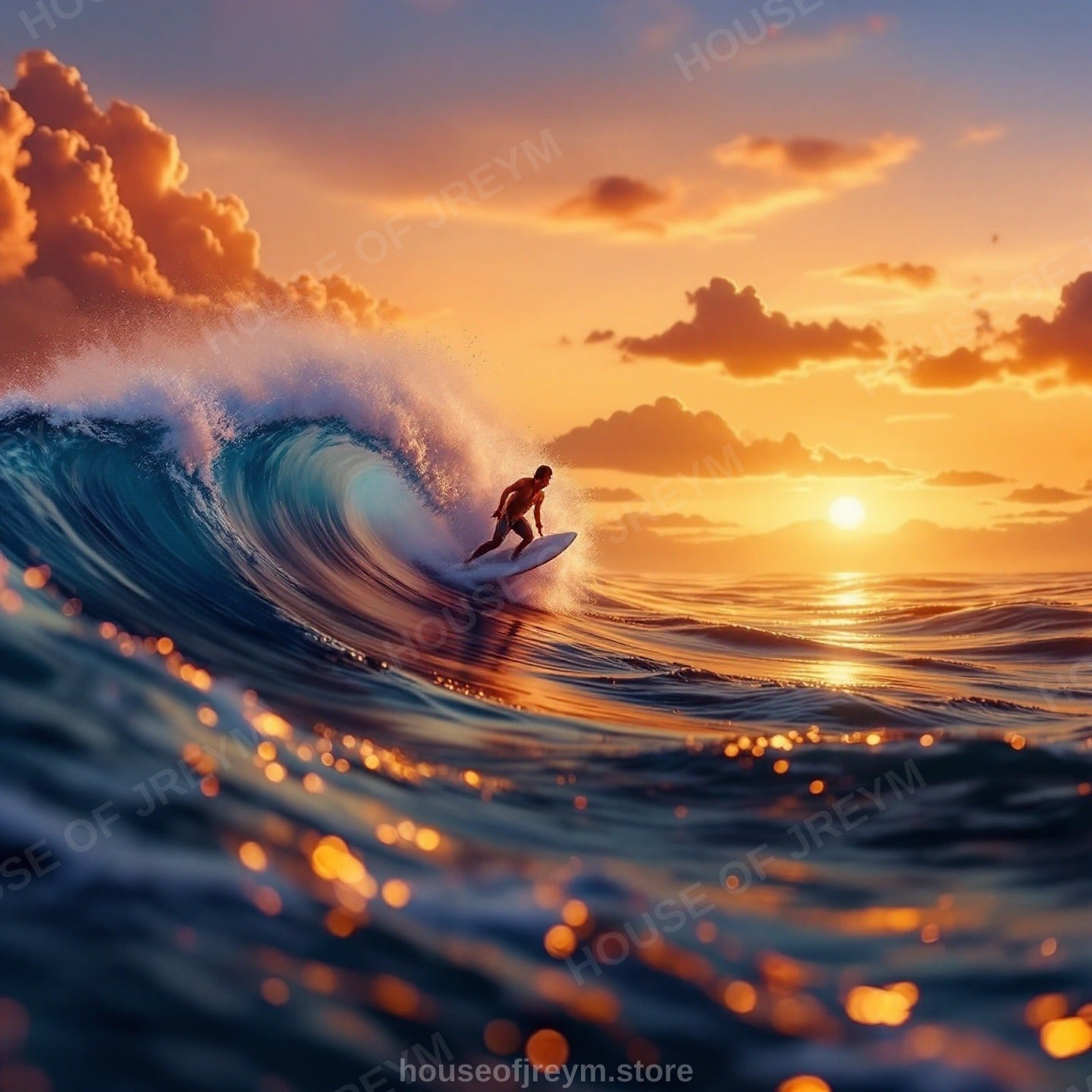 Surfer Sunset Wave Mood — Original Digital Wall Art (HOJ-MRP5L5SC-UK0S)