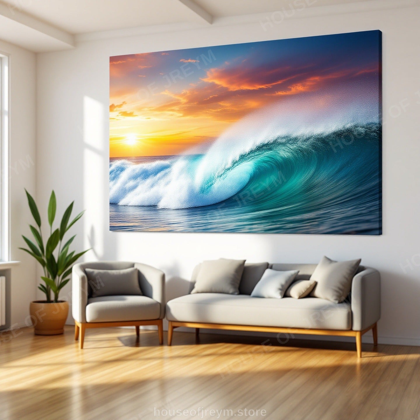 Surfer Sunset Wave Mood — Original Digital Wall Art (HOJ-MRP7MLQO-1TPK)