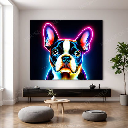 French Bulldog Pet Portrait — neon pop art — Original Digital Wall Art (HOJ-MRPJ77PW-4Z7N)