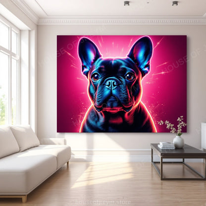 French Bulldog Pet Portrait — neon pop art — Original Digital Wall Art (HOJ-MRPR15KP-F2KZ)