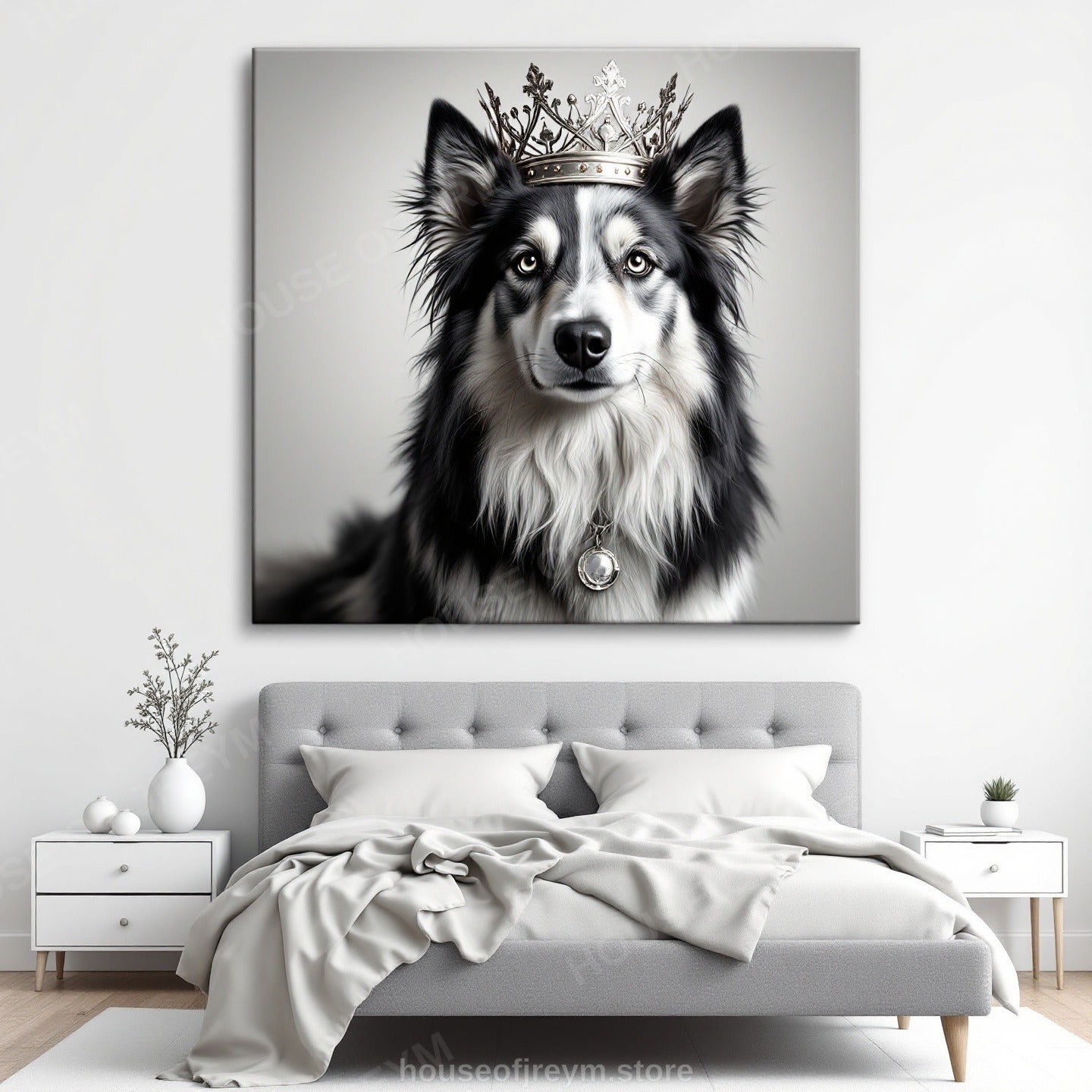Regal Pet Portrait — crowned royal dog — Original Digital Wall Art (HOJ-MRQ3WBVB-5YTS)