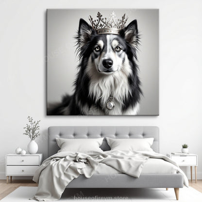 Regal Pet Portrait — crowned royal dog — Original Digital Wall Art (HOJ-MRQ3WBVB-5YTS)