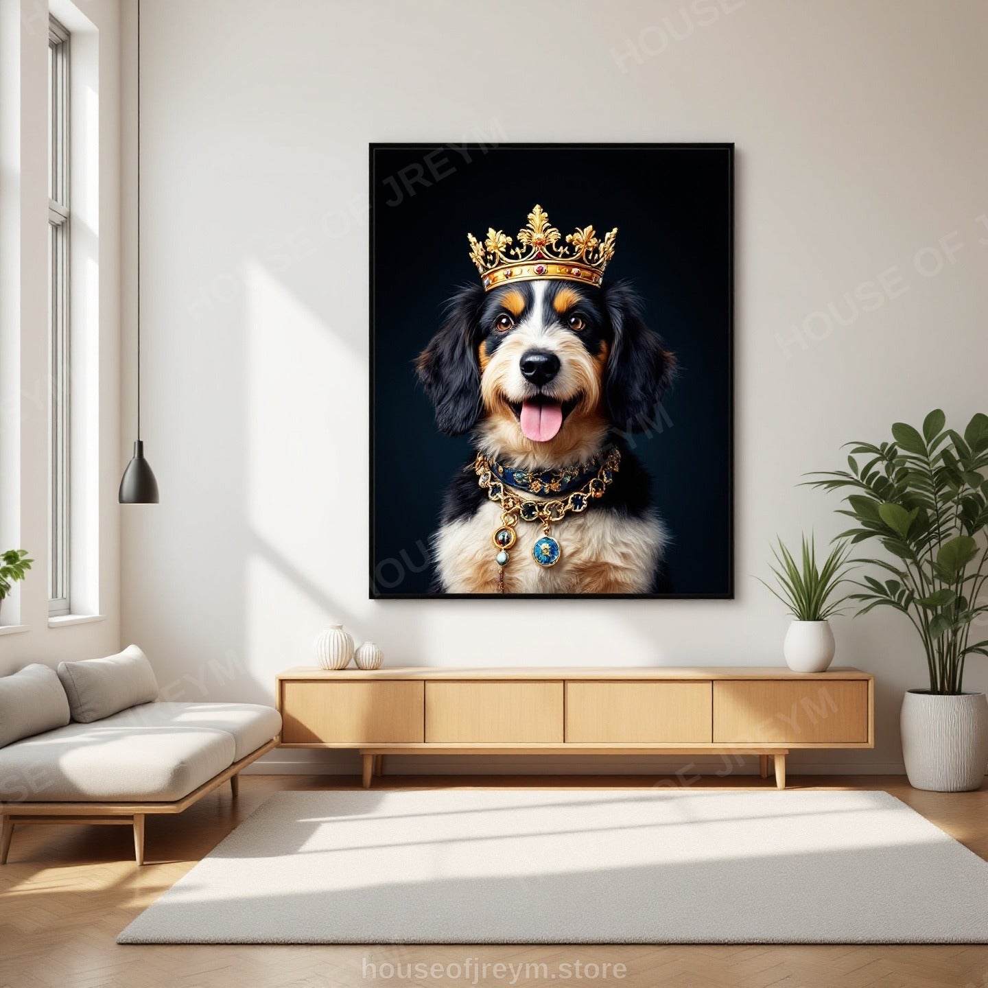 Regal Pet Portrait — crowned royal dog — Original Digital Wall Art (HOJ-MRPJCR6C-GGQB)