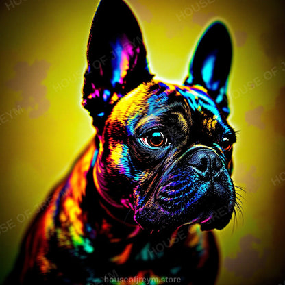 French Bulldog Pet Portrait — neon pop art — Original Digital Wall Art (HOJ-MRQIONQ5-Y3DY)