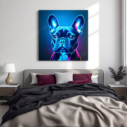 French Bulldog Pet Portrait — neon pop art — Original Digital Wall Art (HOJ-MRPR15KP-F2KZ)