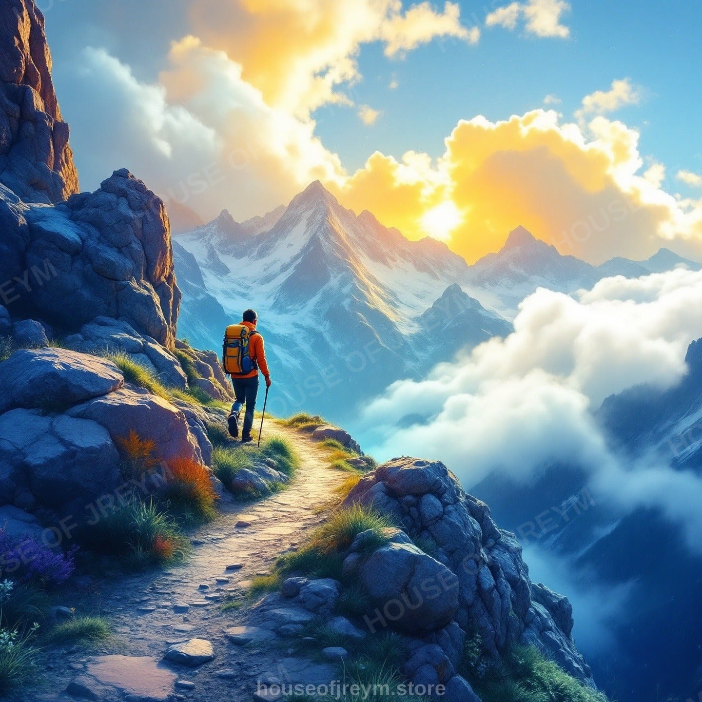 Mountain Hiking Adventure Vibe — Original Digital Wall Art (HOJ-MRPR4LHB-XWP6)