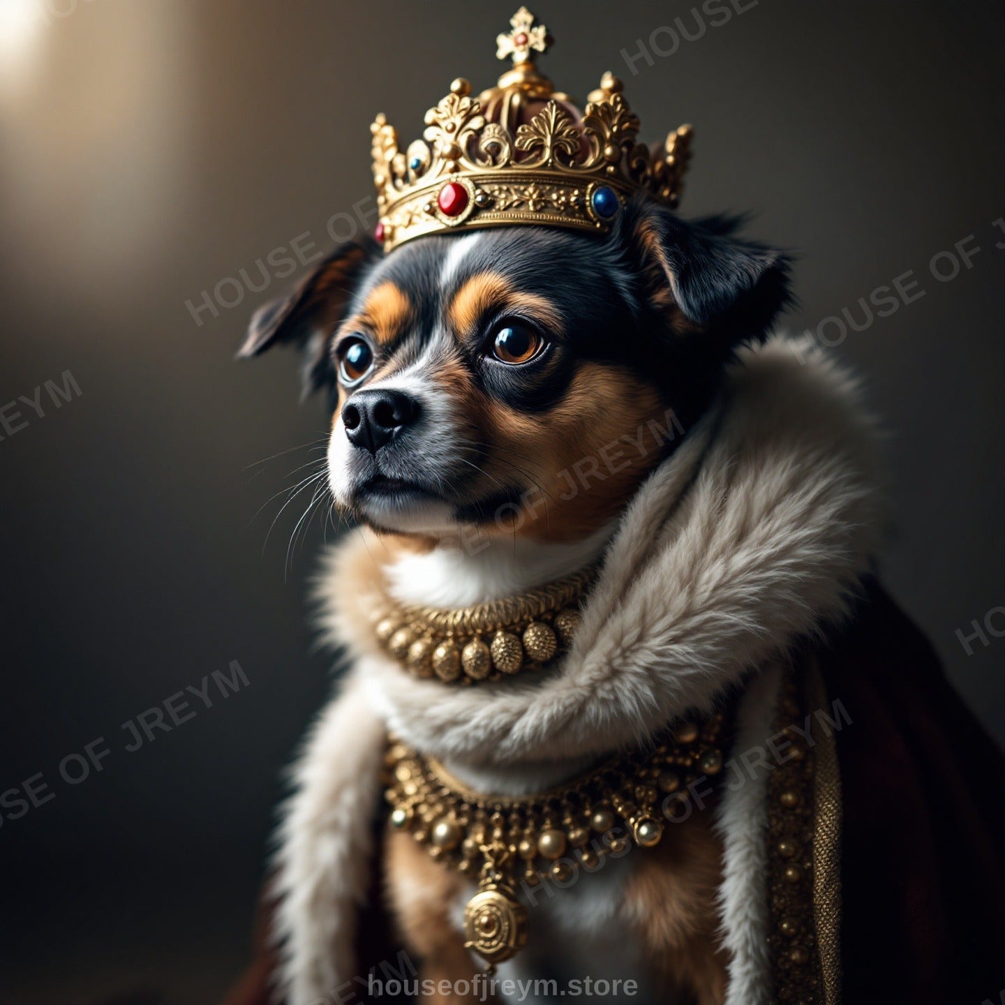 Regal Pet Portrait — crowned royal dog — Original Digital Wall Art (HOJ-MRQ0UWE3-LR23)